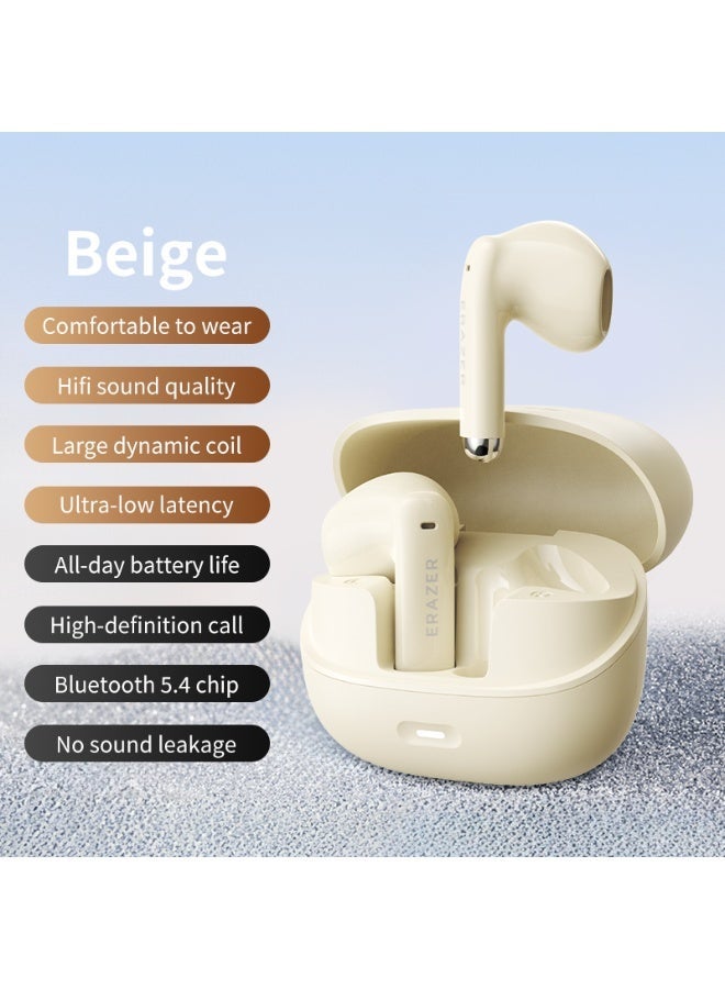 Erazer EK159 Bluetooth 5.4 Wireless Earbuds, 13mm Driver, Triple-Detail HD Sound, Low Latency, 30H Battery, Touch Control-Beige - Image 2