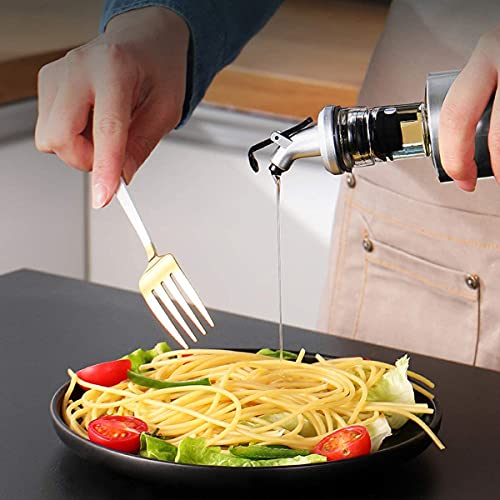 FOMQUAZLI Stainless Steel Olive Oil Dispenser Bottle, Glass Cooking Oil & Vinegar Cruet for Kitchen and BBQ Seasoning Glass Oil Bottle, Oil Pourer, Oil Can, Leakproof Bottle 500ML 1Pcs - Image 4