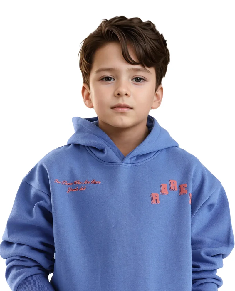 Rare Ones Rare Ones Kids Linto Blue Cotton Poly Full Sleeve HD Print And Towel Embroidered Sweatshirt