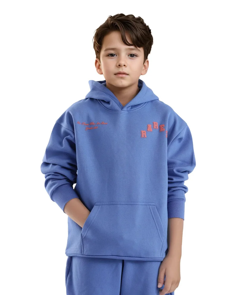 Rare Ones Rare Ones Kids Linto Blue Cotton Poly Full Sleeve HD Print And Towel Embroidered Sweatshirt