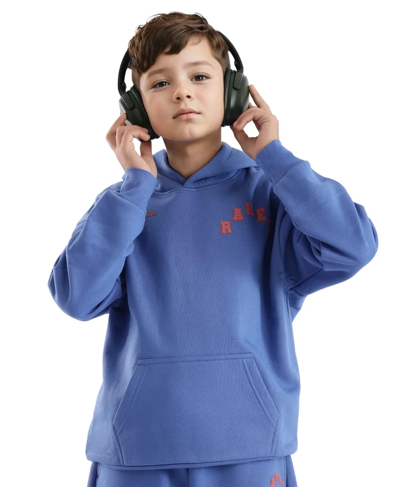 رير ونز Rare Ones Kids Linto Blue Cotton Poly Full Sleeve HD Print And Towel Embroidered Sweatshirt
