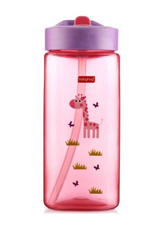 babyhug Babyhug Giraffe Print BPA-Free Spill-Free Sipper Pink/Purple, Ergonomic Flip Lid, 420mL for Ages 3-6  - Image 1