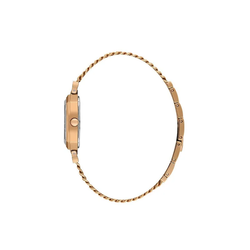 DANIEL KLEIN Women's Stainless Steel Rose Gold Alloy Case Analog Black Square Emboss Dial Japanese Quartz Premium 30 Meters Water Resistant