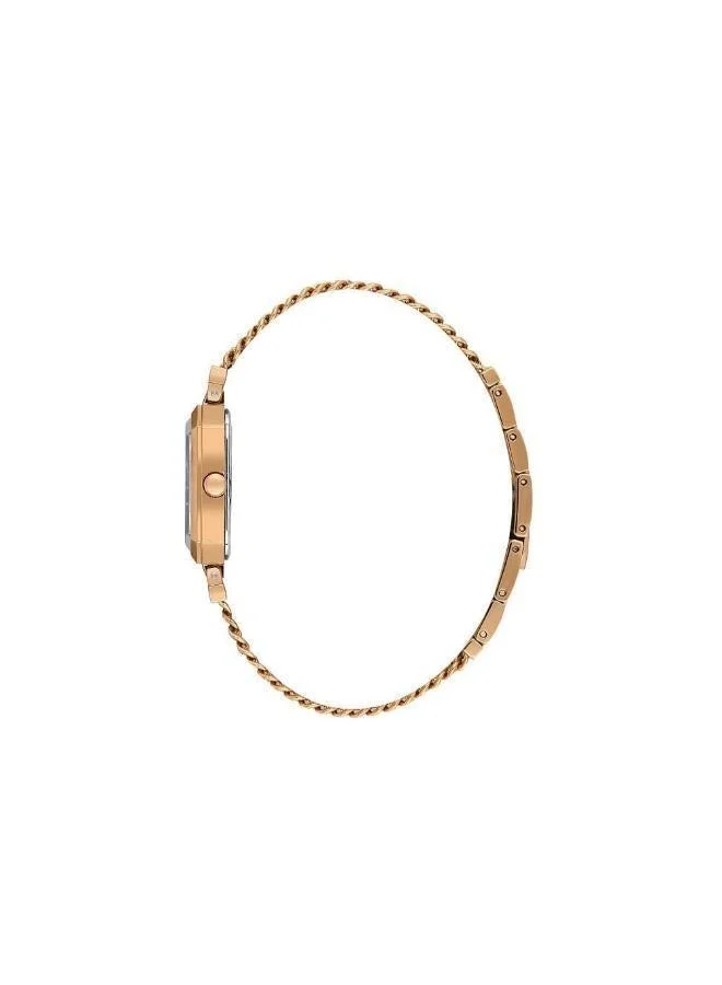 Daniel Klein Women's Stainless Steel Rose Gold Alloy Case Analog Black Square Emboss Dial Japanese Quartz Premium 30 Meters Water Resistant