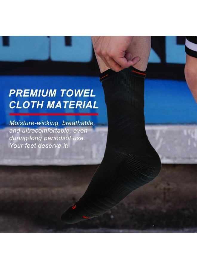ELEPHANTBOAT® Running Socks For Men, 3 Pairs Pack Cushioned Athletic Sports Socks, Thickened Heel & Toe, Breathable Mesh, White, Anti-Slip, Left/Right Specific, Fitness - Black - Image 5