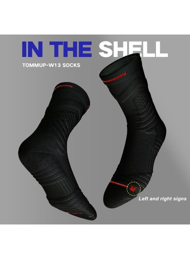 ELEPHANTBOAT® Running Socks For Men, 3 Pairs Pack Cushioned Athletic Sports Socks, Thickened Heel & Toe, Breathable Mesh, White, Anti-Slip, Left/Right Specific, Fitness - Black - Image 4