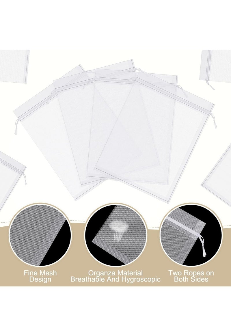 50 Pcs Large Organza Bags White, 12 x 16 Inch Mesh Gift Drawstring Pouches Mesh Gift Bags Jewelry Pouch Party Wedding Favor Candy Bottle Sample Display Bag