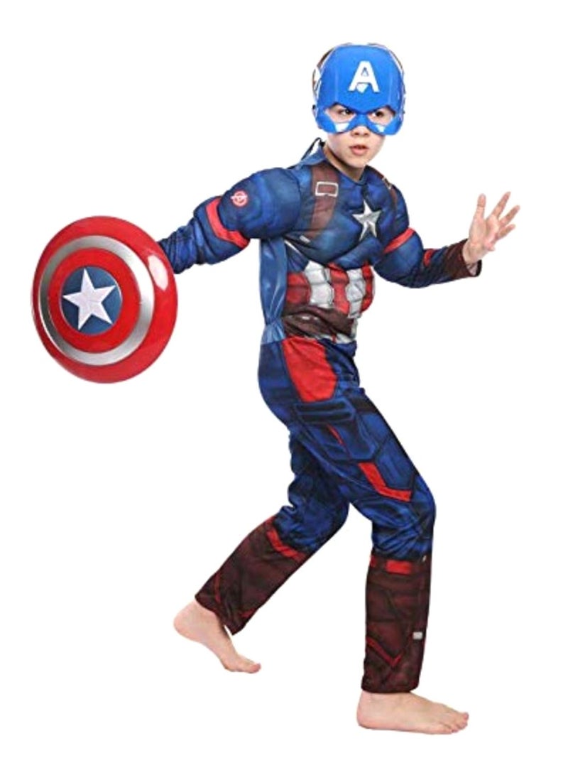 NIBEMINENT Captain America Muscle Costume With Mask And Cloth Shield 3 - 5 Years  - Image 1