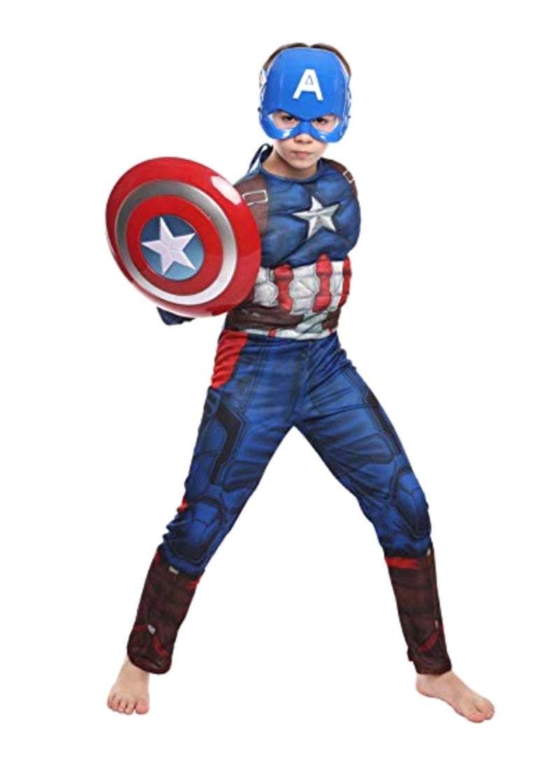 NIBEMINENT Captain America Muscle Costume With Mask And Cloth Shield 3 - 5 Years  - Image 2