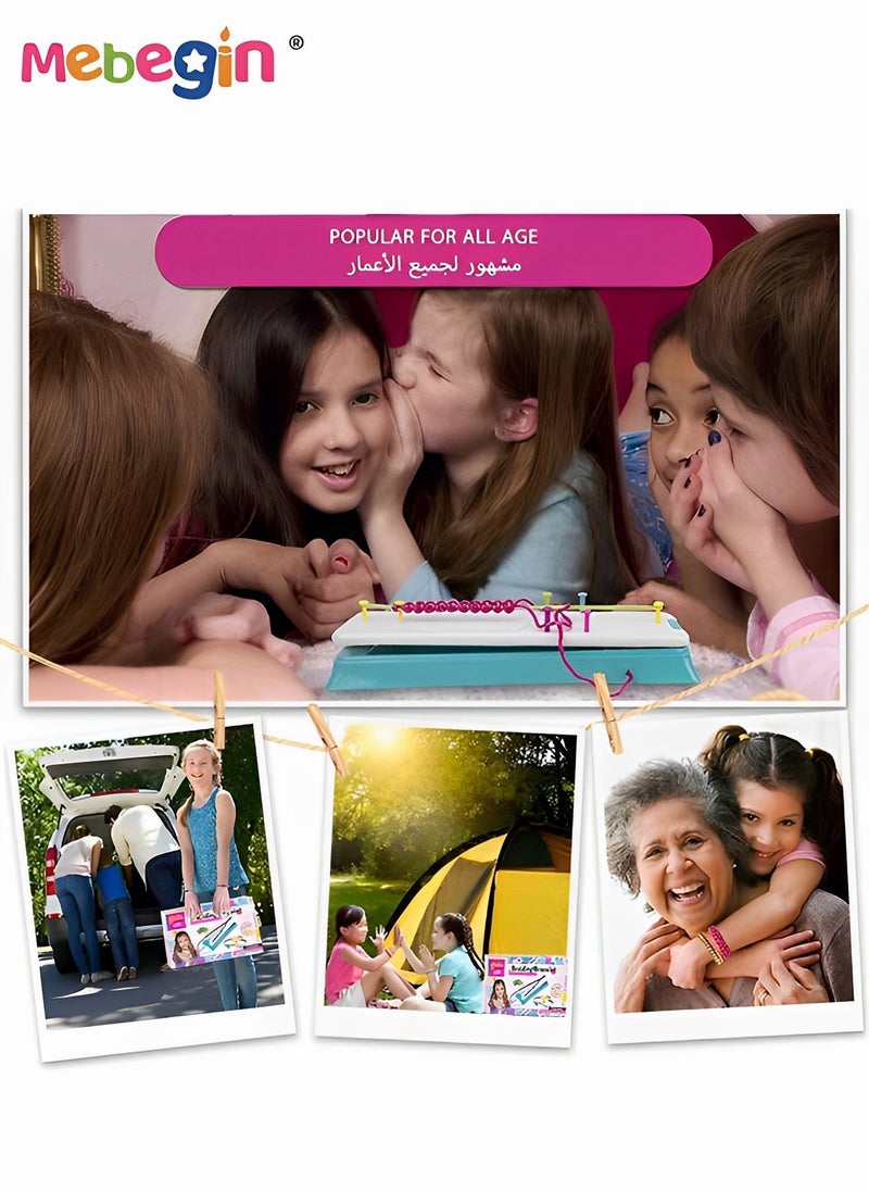 MEBEGIN - Girl Braiding Bracelet Making Kit with Braiding Loom, DIY Craft Kit with 12 Bracelets and 7 Knot Styles, Fun Arts and Crafts Toys, Easy to Create by Yourself, Ideal Gift for Kids for Kids Aged 5+ - Image 1
