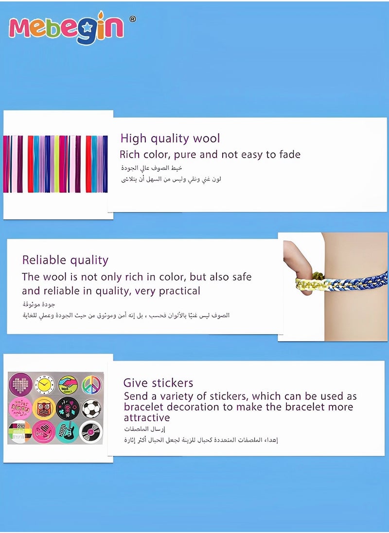 MEBEGIN - Girl Braiding Bracelet Making Kit with Braiding Loom, DIY Craft Kit with 12 Bracelets and 7 Knot Styles, Fun Arts and Crafts Toys, Easy to Create by Yourself, Ideal Gift for Kids for Kids Aged 5+ - Image 1