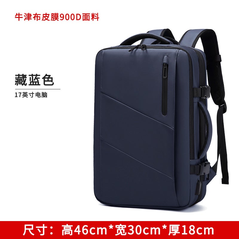 Large Capacity Travel Backpack Unisex Dark Blue (Elite Edition can be expanded)