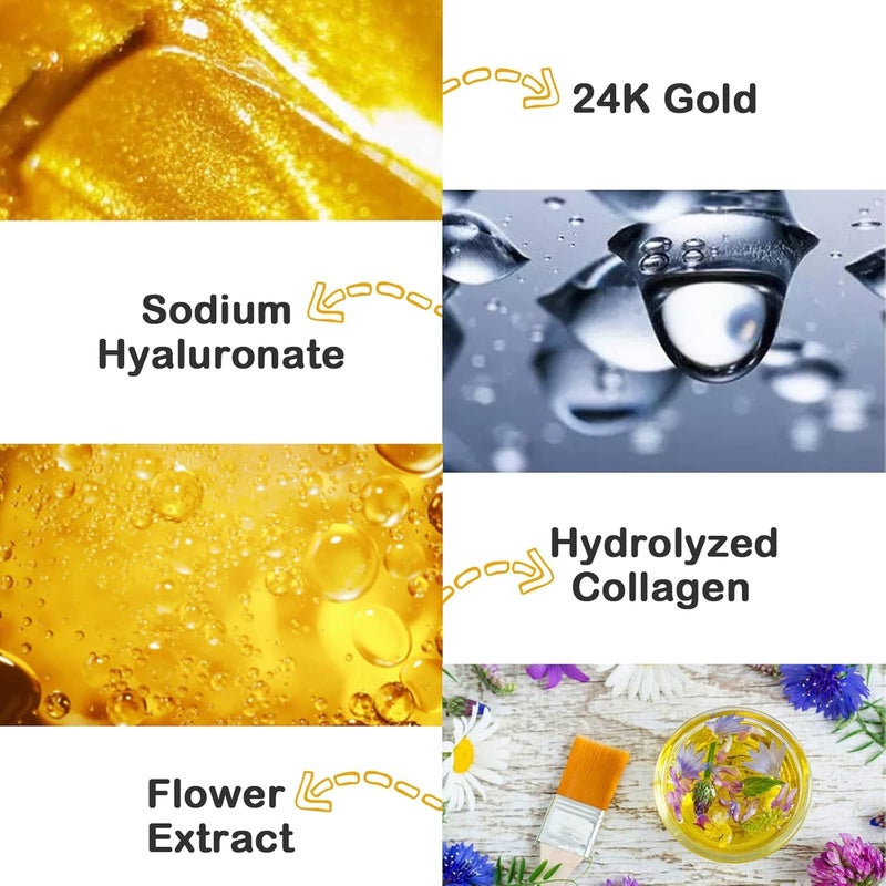 KRLZ Collagen Facial Masks Skin Care Hydrating Face Sheet Mask with Hyaluronic Acid Hydrolyzed Collagen Mask for Deeply Moisturizing Anti Wrinkles Refreshing Skin 24K Gold5 Pcs - Image 3
