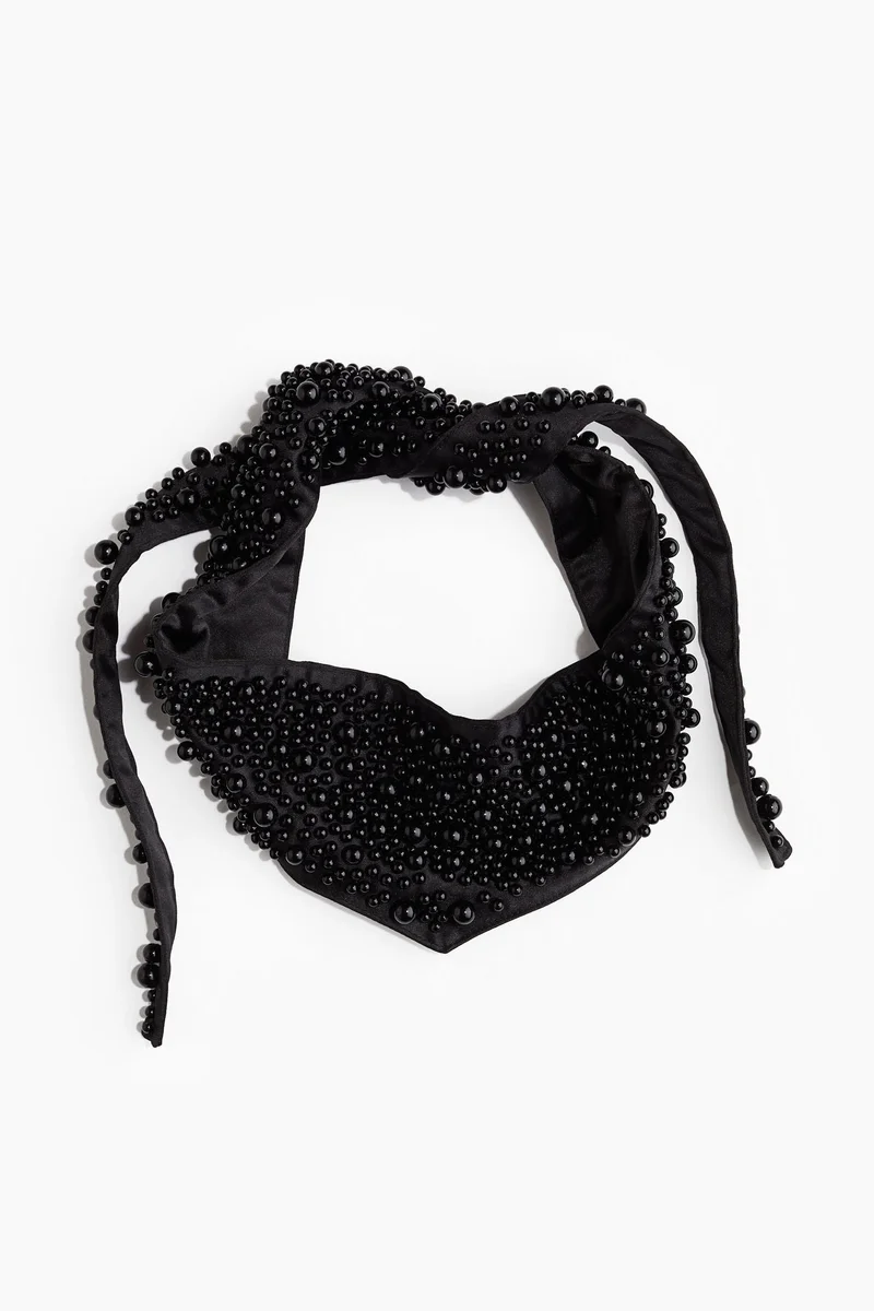 H&M Bead-Decorated Satin Scarf