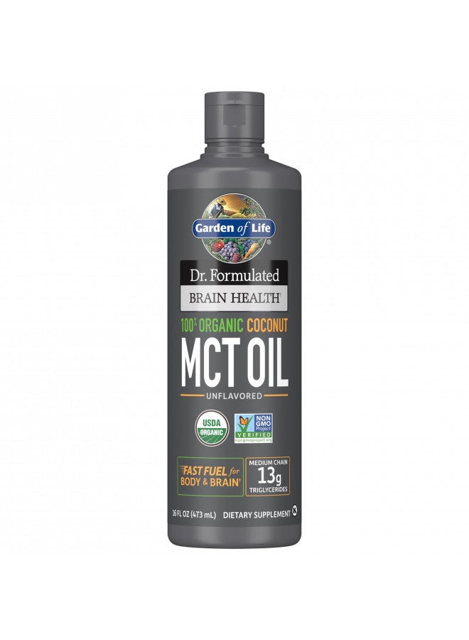 Garden of Life Garden of Life Dr. Formulated Brain Health 100% Organic Coconut MCT Oil 16 fl oz Unflavored, 13g MCTs, Keto & Paleo Diet Friendly Body & Brain Fuel, Certified Non-GMO Vegan & Gluten Free, Hexane-Free - Image 1