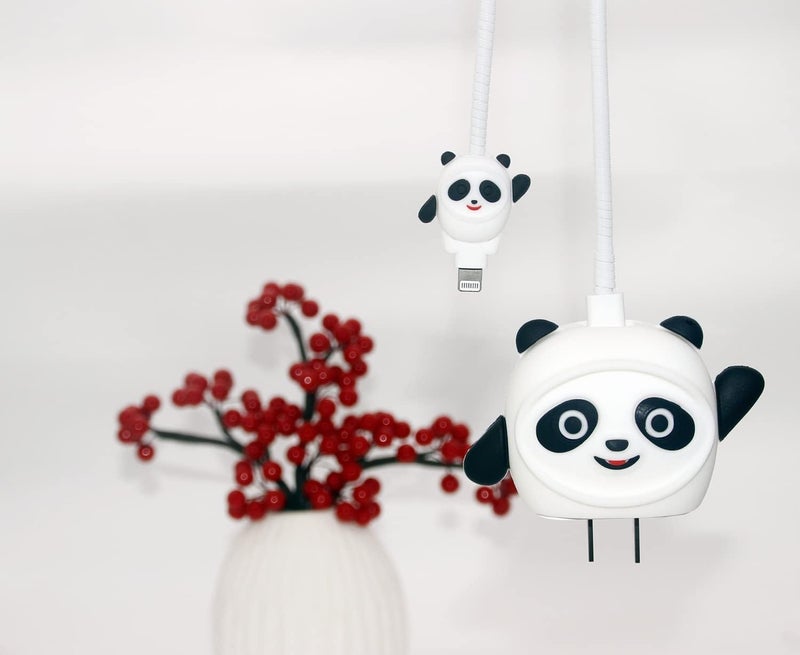 Cerlink Charger Cable Protectors for iPhone Chargers 18W 20W Type C, 3D Cute Protective Case Cover Cartoon Style Fully Charger & Adaptor Protection Set-1 (Panda) - Image 3