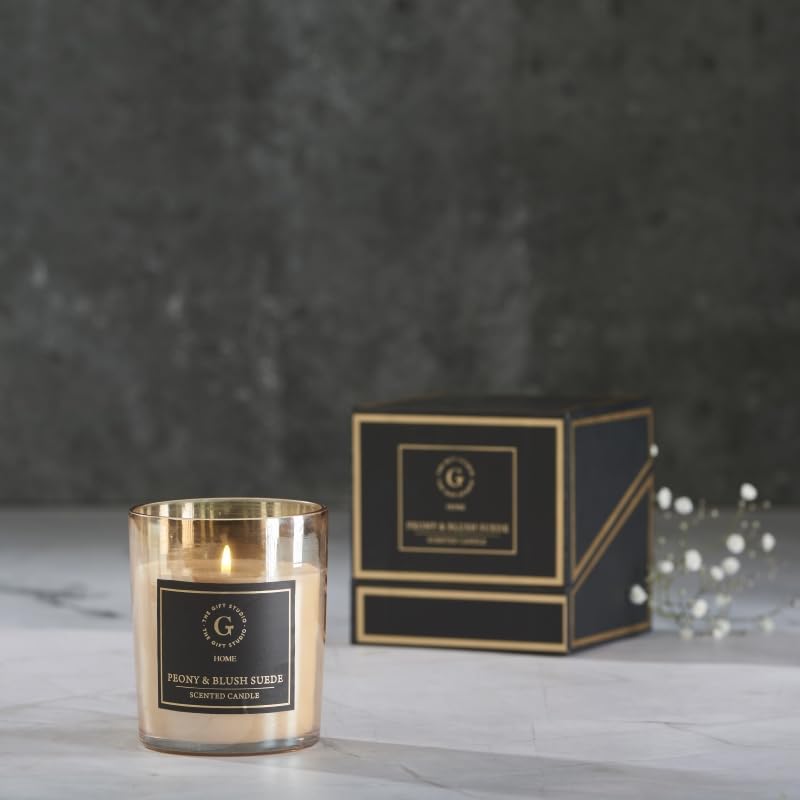 THE GIFT STUDIO.COM Iridiscent Glass Candle Peony Blush Suede 200 gm The Gift Studio - Image 1