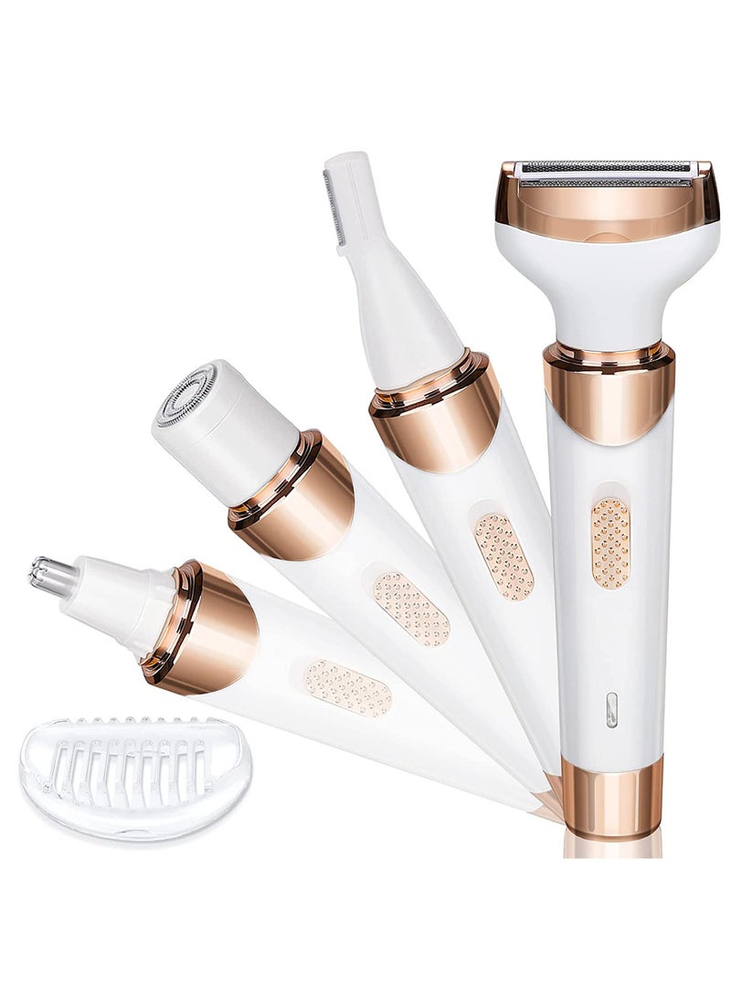Sharpdo Electric Razor for Women, 4 in 1 Womens Shaver for Pubic Hair Wet & Dry Cordless Hair Remover for Eyebrow, Nose, Face, Legs, Underarms Portable Bikini Trimmer Rechargeable for Lady Hair Shaving - Image 1
