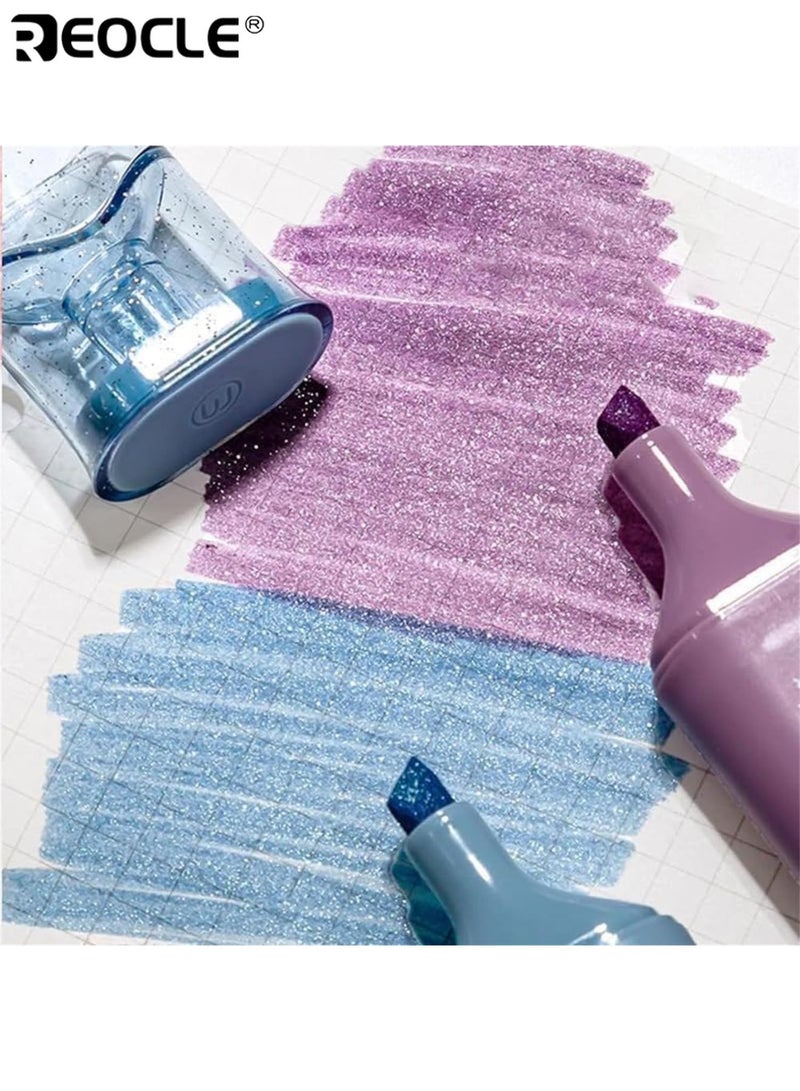 REOCLE 4PCS Glitter Highlightes with Quick Dry Formula and Smudge Proof Ink Vibrant Marking Pens with Sparkling Effect for Note Taking Journaling and Study Use - Image 4