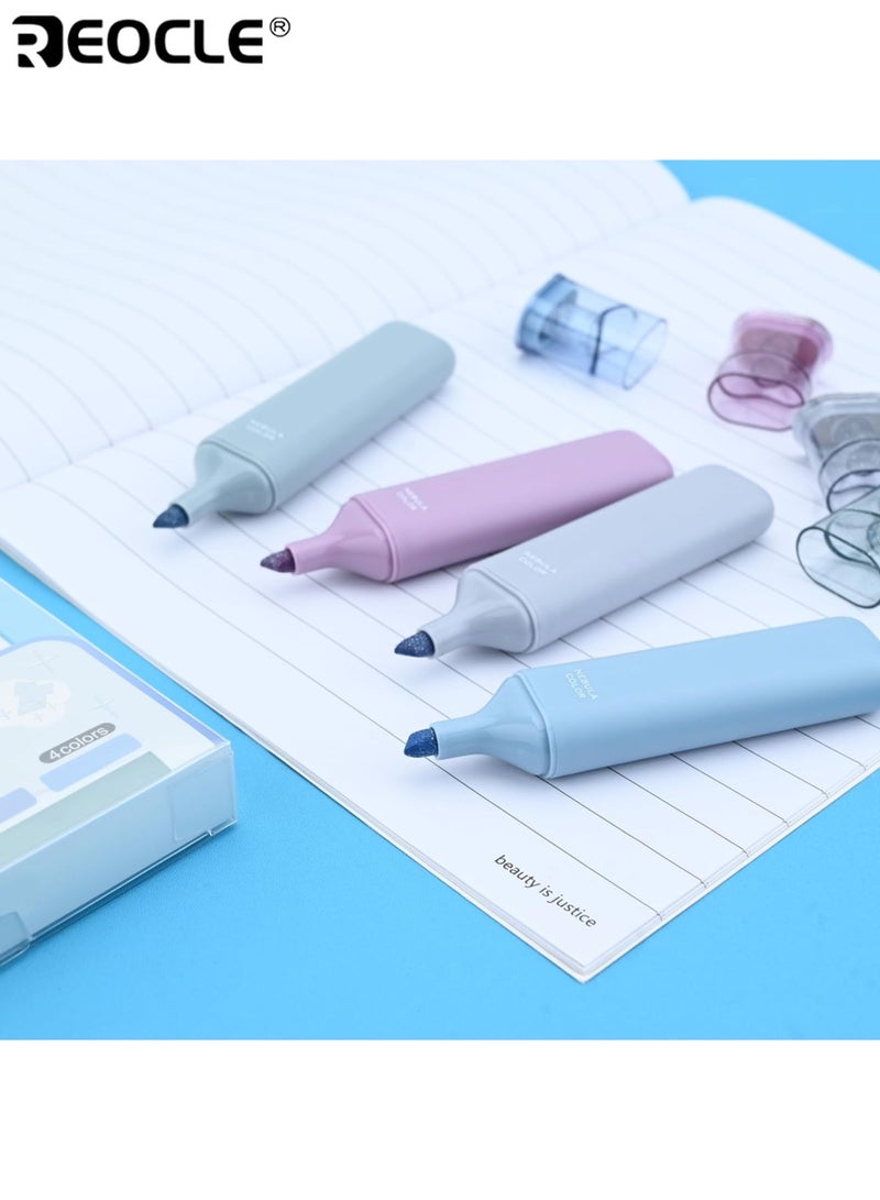 REOCLE 4PCS Glitter Highlightes with Quick Dry Formula and Smudge Proof Ink Vibrant Marking Pens with Sparkling Effect for Note Taking Journaling and Study Use - Image 2