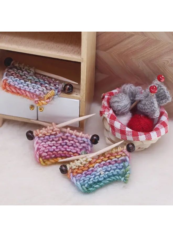 Handmade Crochet Style Dollhouse Miniature Sweater Colorful Stripes Floral Random Gradient Color 1 - Image 1