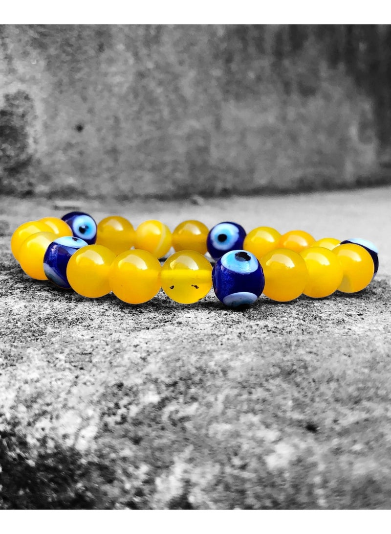 HADIGEMS Yellow Agate Gemstone Bracelet - 10mm - Image 5