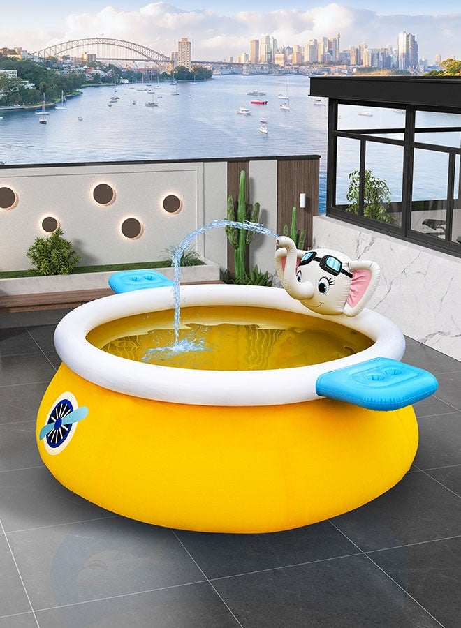 JSAITOYS Airplane Style Giant Inflatable Pool With Elephant Sprayer Backyard Children Summer Water Fun Pool - Image 1
