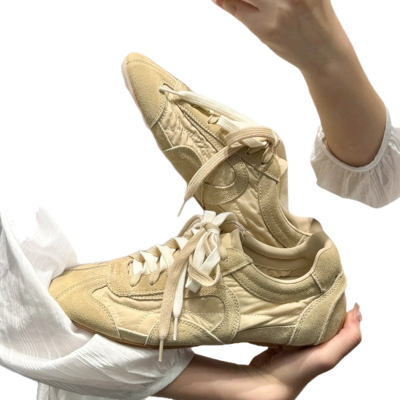 Women's Retro White German Trainer Sneakers with 3.5cm Hidden Heel - Image 1