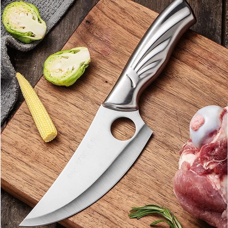Wegopro Stainless Steel Chefs Boning Knife with Leather Sheath Full Tang Japanese Butcher Meat Cleaver for Home or Camping - Image 4