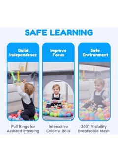Eoptify Playpen for Babies and Toddlers - Large Indoor/Outdoor Safety Play Yard with Gate, 150 x 180 cm - Foldable Kids Play Area Activity Center with Colorful Balls  - Image 3