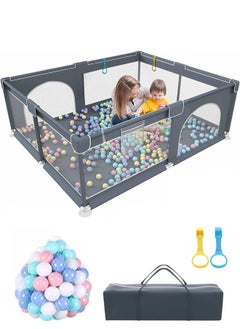 Eoptify Playpen for Babies and Toddlers - Large Indoor/Outdoor Safety Play Yard with Gate, 150 x 180 cm - Foldable Kids Play Area Activity Center with Colorful Balls  - Image 1