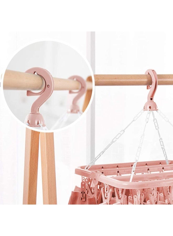 Hedge Foldable Laundry Hanger Drying Racks with 32 Clips For small garments Laundry Clothes Hangers for Drying Socks Towels and Baby Clothes Pink - Image 3