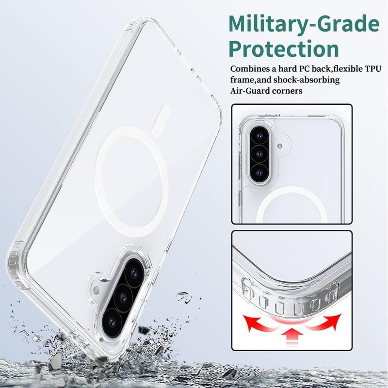 Grabist Phone Case For Samsung Galaxy A56 5G / Samsung Galaxy A36 5G, Crystal Clear Case Compatible with MagSafe, Anti-Yellowing, Shockproof Protective Back Cover (Transparent) - Image 4
