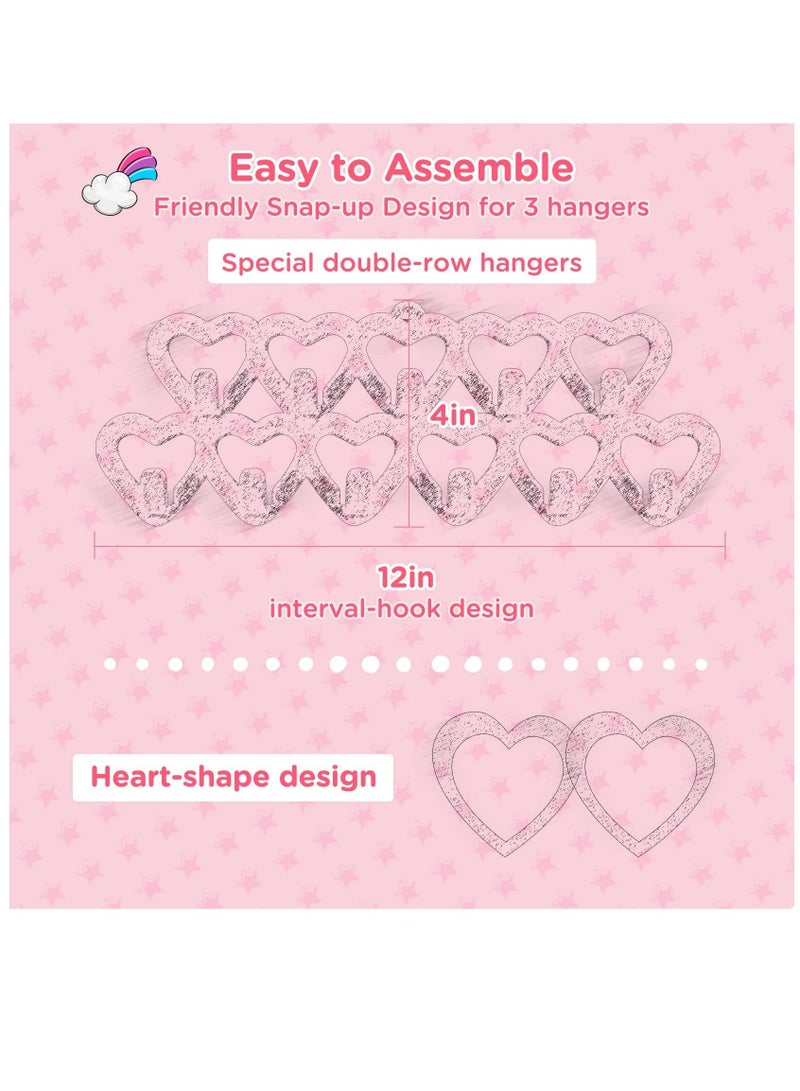 إسكدنيا Headband Holder for Baby Girls, Organizer Bow w/Heart-Shape Velvet Hangers, Door,Closet,Wall, Light Pink - Image 5