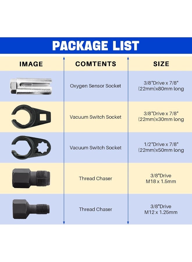 DASBET DASBET 5pcs O2 Oxygen Sensor & Oil Pressure Sending Unit Master Sensor Socket Set  - Image 3