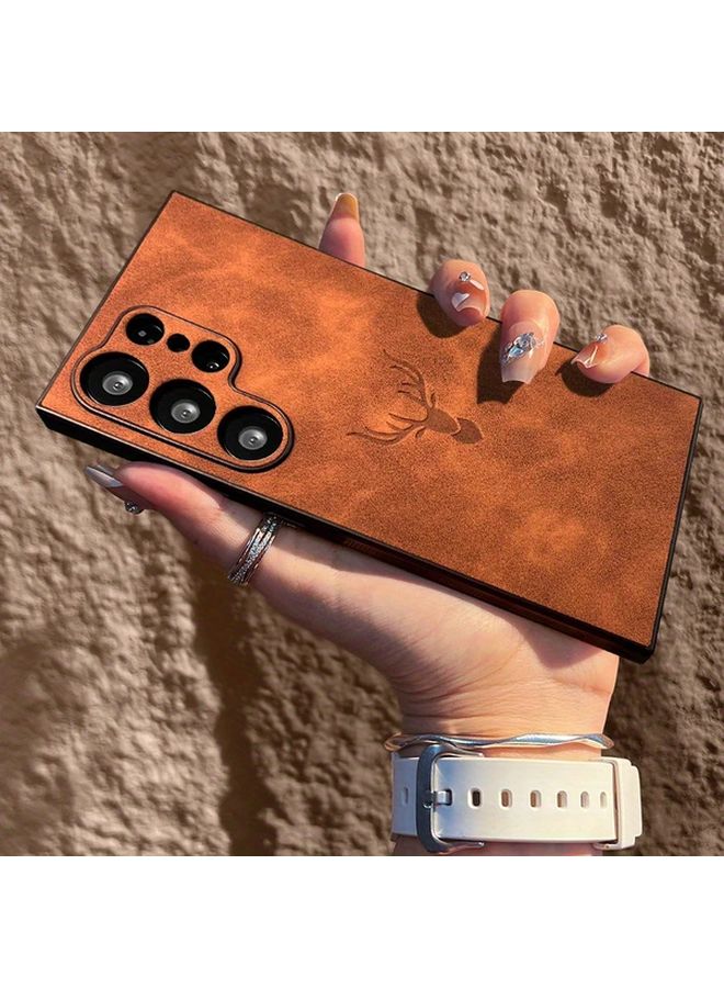 Light Brown Faux Sheepskin Case For Samsung Galaxy A56 With Deer Head Design - Image 2