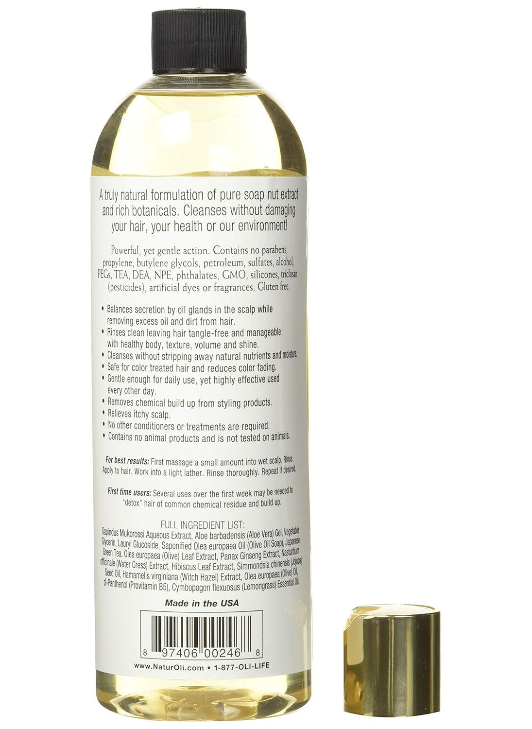 naturoli Soap Berry Shampoo  Normal to Oily 16oz  All Natural Hair Care Sulfate Free  Made with Soap Berries  Gluten Free  Vegan  - Image 2