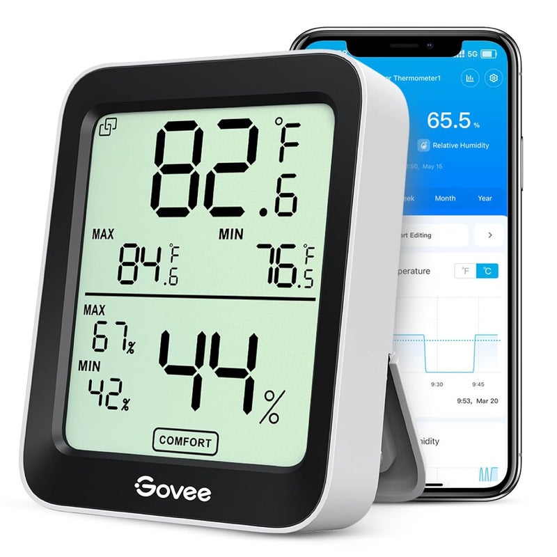 Govee Hygrometer Thermometer H5075, Bluetooth Indoor Room Temperature Monitor Thermometer with Remote App Control, Notification Alerts, 2 Years Data Storage Export(Only Supports 164ft Bluetooth Range) - Image 1