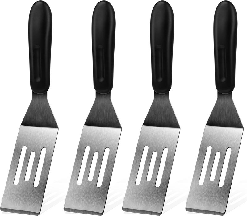 volikos Small Spatula 4 Pieces, Mini Serving Spatula for Kitchen Use, Metal Spatula for Serving and Turning, Ideal for Pancakes, Brownies, Desserts, Cookie, Eggs or Small Pan - Image 1