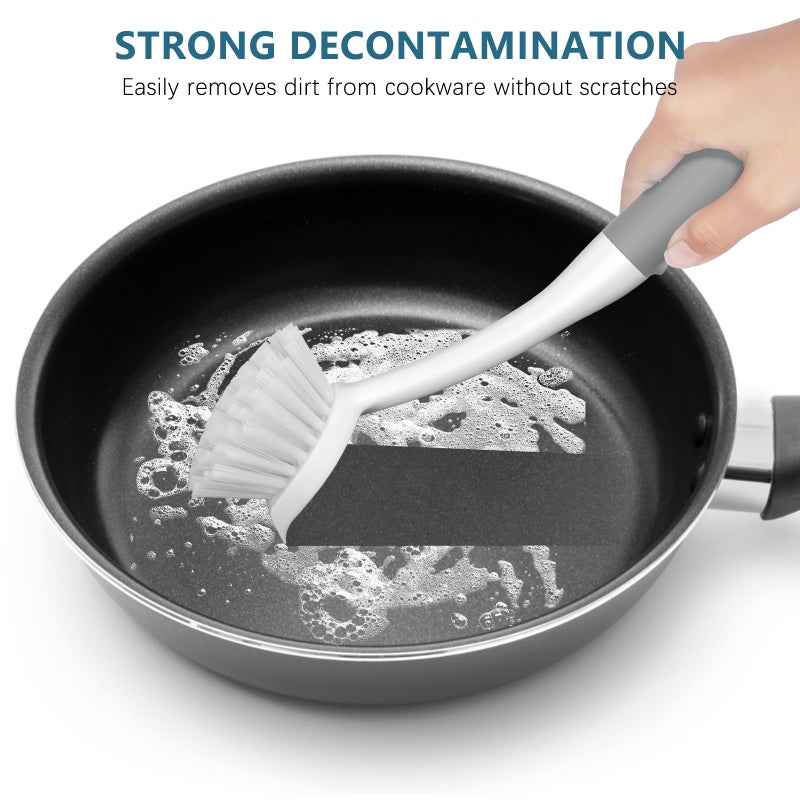 سيتسيل مجموعة فرشاة أطباق سيتسيل مع فرشاة للزجاجات وأطراف مكشطة لأحواض الحوض والبلاط باللون الرمادي - Image 4