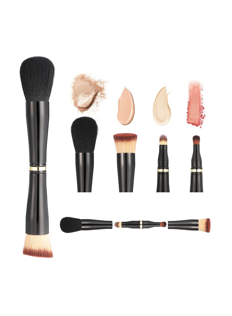 4-in-1 Double Ended Makeup Brush Set Detachable Travel Foundation Brush Eyeshadow Powder Brush Face Cosmetic Brush for Foundation Concealer Blush Powder - Image 1