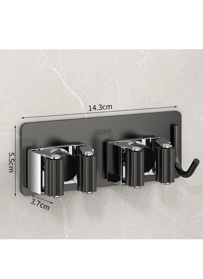 Generic - 2 self-adhesive SUS304 stainless steel hooks, clips.Suitable for hooks for brooms, mops, towels, cleaning utensils, and kitchen utensils. - Image 1
