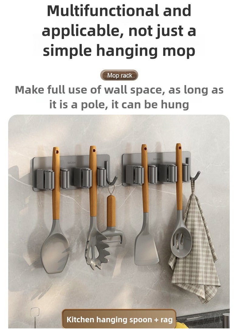 Generic - 2 self-adhesive SUS304 stainless steel hooks, clips.Suitable for hooks for brooms, mops, towels, cleaning utensils, and kitchen utensils. - Image 1