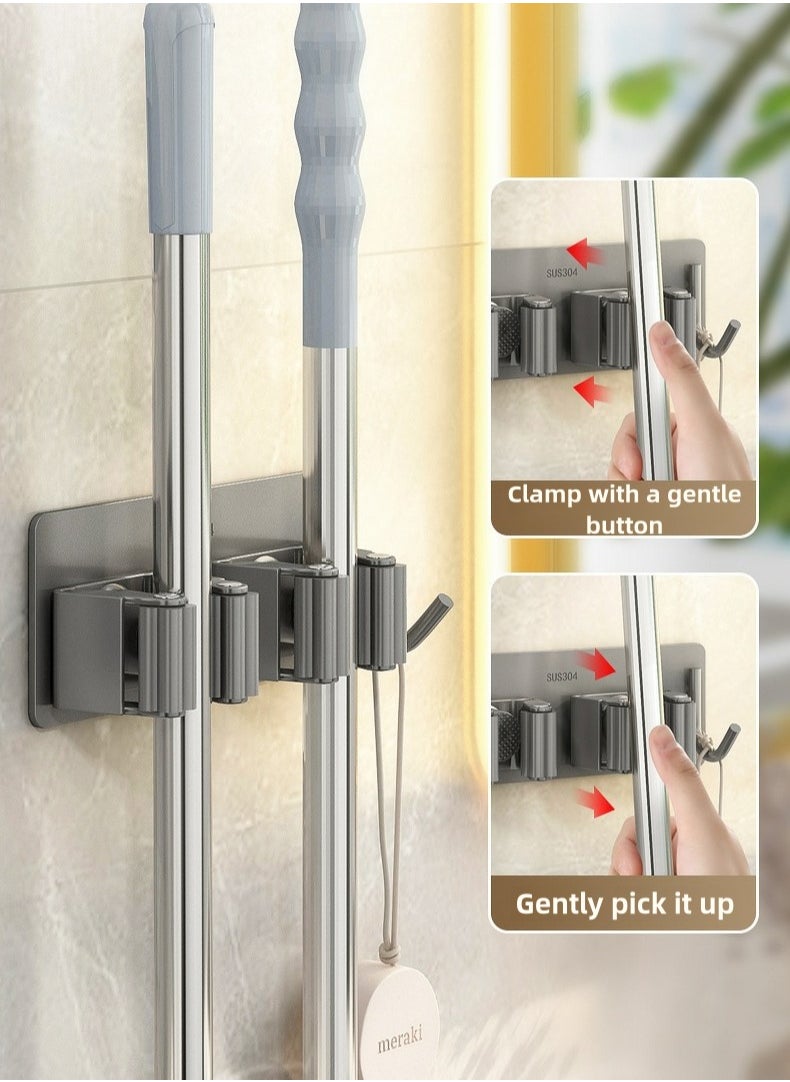 Generic - 2 self-adhesive SUS304 stainless steel hooks, clips.Suitable for hooks for brooms, mops, towels, cleaning utensils, and kitchen utensils. - Image 1