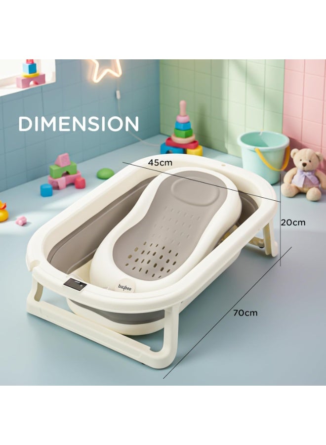 BAYBEE Foldable 4 Pcs Baby Bath Tub Set for Kids | Portable Baby Bathing Tub with Temperature Sensing | Foldable Bucket & Mug | Bath Seat Chair | Multi-Purpose Kids Bathtub for Baby Bather for 0 to 3 Years Grey - Image 2