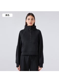 Generic Fleece-Lined High Collar Sweatshirt Women black 