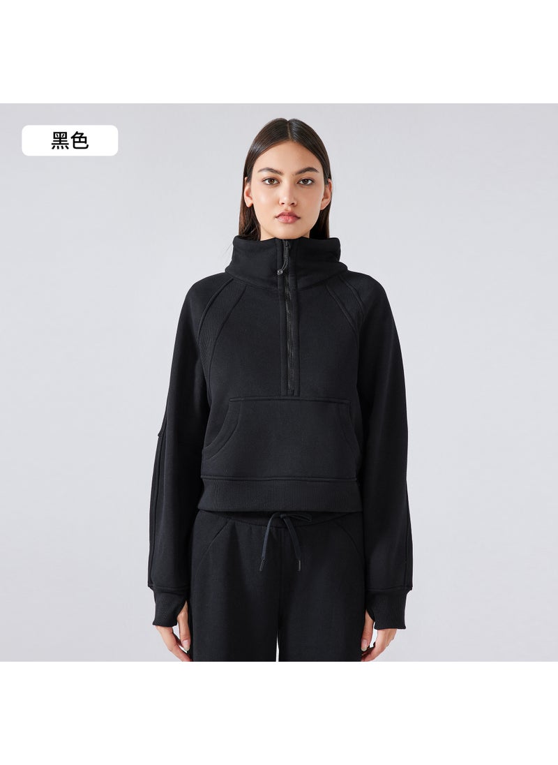 Fleece-Lined High Collar Sweatshirt Women black - pzsku/Z767865B9DC83353FDAB6Z/45/_/1730313362/fb7ef23c-3d34-443e-a1a2-e3513a58f8f0