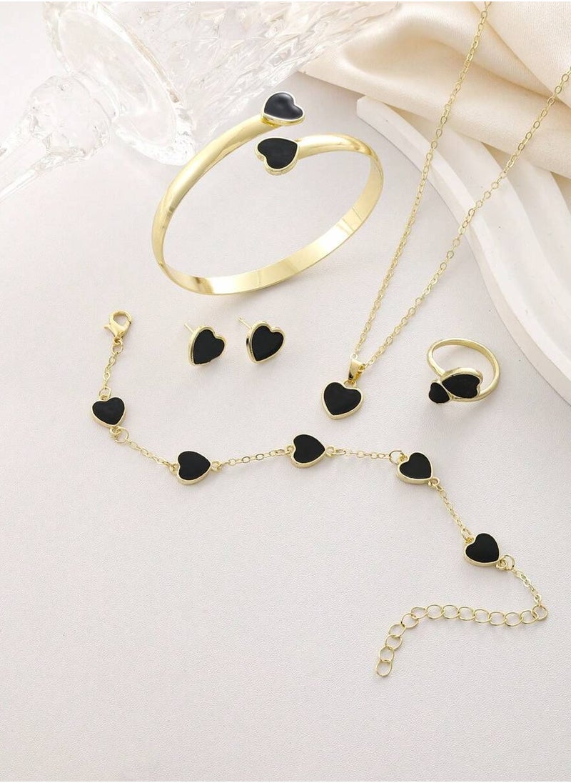 YUCCA Huge 6pcs Shiny Flower Lucky Jewelry Set with Shiny Earrings, Necklace, Bracelet and Ring for Women  Trendy and Trendy Alloy Set, Perfect for Gift  - Image 2