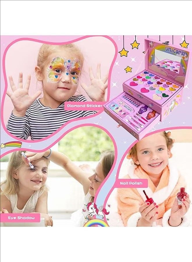 Children's Makeup Bag, Little Girl Makeup Toy Set, Children's Makeup Kit Toy, Safe And Non-Toxic To Wash Off With Soap And Water, Birthday Gift, Pink  - Image 5