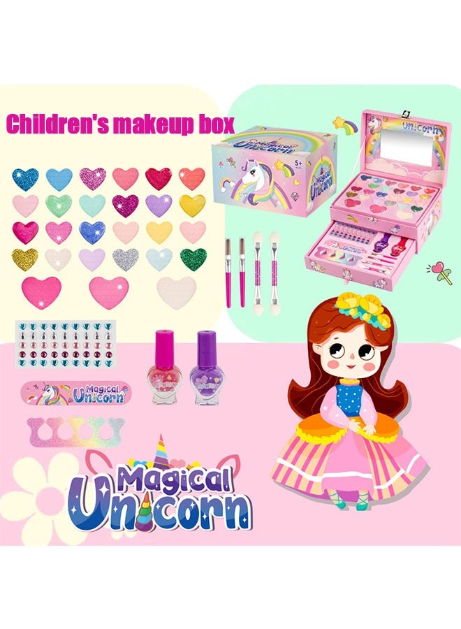 Children's Makeup Bag, Little Girl Makeup Toy Set, Children's Makeup Kit Toy, Safe And Non-Toxic To Wash Off With Soap And Water, Birthday Gift, Pink  - Image 2